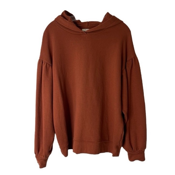 Madewell Drop Shoulder Rust Colored Cotton Blend Pullover Hoodie - Picture 1 of 10